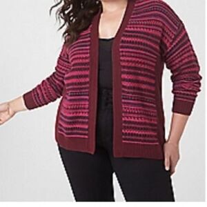 NWT Lane Bryant Classic Long-Sleeve Open-Front Fair Isle Cardigan 22/24